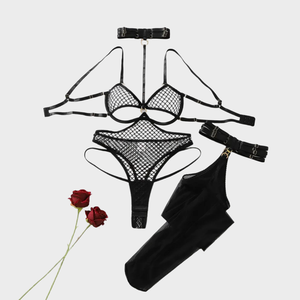 Conjunto de lencería de malla  - Fishnet Stocking Women reseña y precio